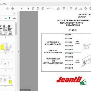 Jeantil EVR 8.6 EVR 10.6 EVR 12.8 EVR 13.10 EVR 15.12 EVR 14.11 EVR 14.12 EVR 16.12 EVR 18.14 EVR 21.15 PARTS MANUAL - PDF