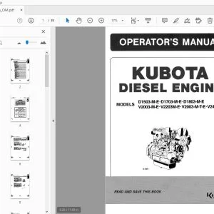 KUBOTA D1503-M-E D1703-M-E D1803-M-E V2003-M-E V2203M-E V2003-M-T-E V2403M-E DIESEL ENGINE OPERATOR'S MANUAL - PDF