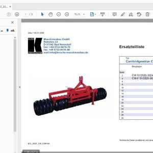 Knoche Cambridgewalze CW + CW-F 2520-3024 Ersatzteilliste - PDF