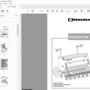 Kongskilde Nordsten NS 1100 Seed Drill Parts Manual PDF