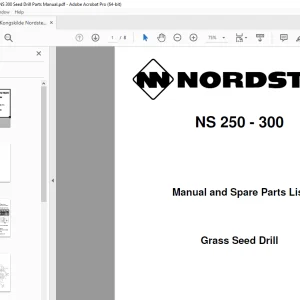 Kongskilde Nordsten NS 250 NS 300 Seed Drill Parts Manual PDF