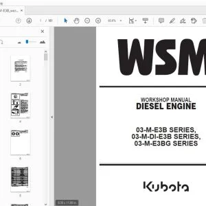 Kubota 03-M-E3B SERIES, 03-M-DI-E3B SERIES, 03-M-E3BG SERIES DIESEL ENGINE WORKSHOP MANUAL - PDF