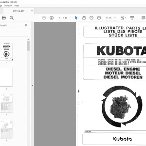 Kubota 1105-BB-EC-1 D1105-BBS-EC-1 Diesel Engine Parts Manual PDF