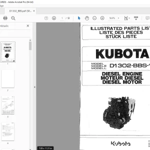 Kubota D1302-BBS-1 Diesel Engine Parts Manual PDF