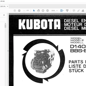 Kubota D1402-BB-BBS-EC-1 Diesel Engine Parts Manual PDF