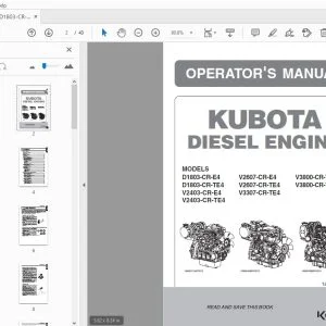 Kubota D1803-CR-E4 D1803-CR-TE4 V2403-CR-E4 V2403-CR-TE4 V2607-CR-E4 V2607-CR-TE4 OPERATOR'S MANUAL - PDF