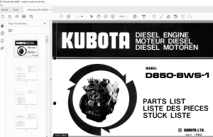 Kubota D850-BWS-1 Diesel Engine Parts Manual - PDF DOWNLOAD