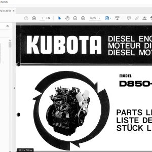 Kubota D850-BWS-1 Diesel Engine Parts Manual - PDF DOWNLOAD