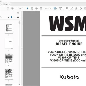 Kubota V2607-CR-E4B,V2607-CR-TE4B, V2607-CR-TIE4B (DOC only), V3307-CR-TE4B, V3307-CR-TIE4B Diesel Engine Workshop Manual - PDF