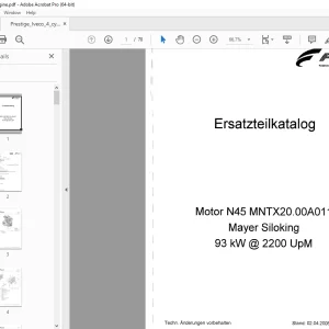 Kverneland Motor N45 MNTX20.00A011 Mayer Siloking Ersatzteilkatalog PDF