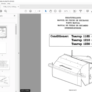 Kverneland Taarup 1185 1210 1230 Mower Parts Manual - PDF DOWNLOAD