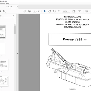 Kverneland Taarup 1185 Mower Parts Manual - PDF DOWNLOAD