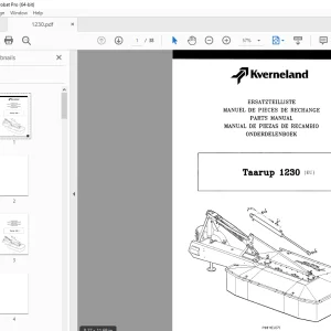 Kverneland Taarup 1230 Mower Parts Manual - PDF DOWNLOAD