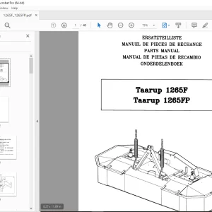 Kverneland Taarup 1265F 1265FP Mower Parts Manual - PDF DOWNLOAD