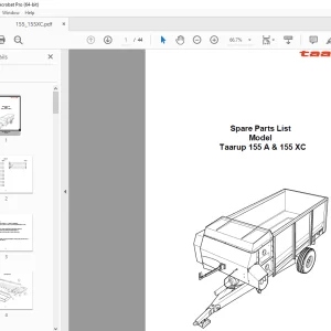 Kverneland Taarup 155 A & 155 XC Feeding Parts Manual PDF