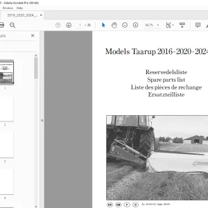 Kverneland Taarup 2016 2020 2024 2028 Mower Parts Manual - PDF DOWNLOAD