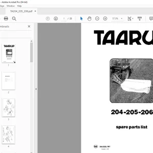 Kverneland Taarup 204 205 206 Mower Parts Manual - PDF DOWNLOAD