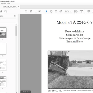 Kverneland Taarup 224 225 226 227 Mower Parts Manual - PDF DOWNLOAD