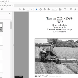 Kverneland Taarup 2524 2528 2532 Mower Parts Manual PDF