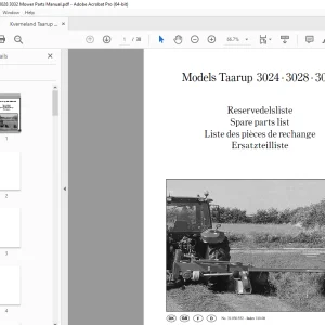 Kverneland Taarup 3024 3028 3032 Mower Parts Manual - PDF DOWNLOAD