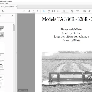 Kverneland Taarup 336R - 338R - 339R Mower Parts Manual - PDF DOWNLOAD