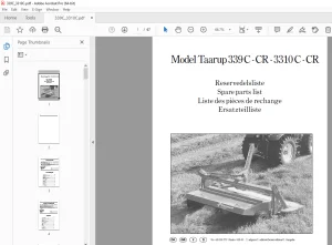 Kverneland Taarup 339 C 339 CR 3310 C 3310 CR Mower Parts Manual PDF