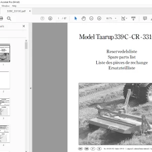 Kverneland Taarup 339 C 339 CR 3310 C 3310 CR Mower Parts Manual PDF