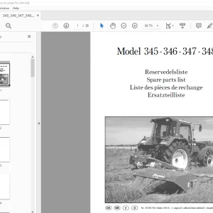 Kverneland Taarup 345 346 347 348 Mower Parts Manual PDF