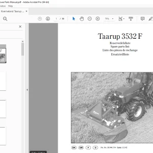 Kverneland Taarup 3532 F Mower Parts Manual - PDF DOWNLOAD