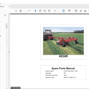 Kverneland Taarup 4024R Mower Parts Manual PDF