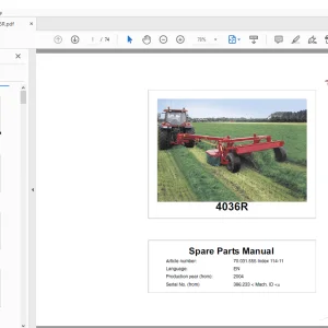 Kverneland Taarup 4036R Mower Parts Manual - PDF DOWNLOAD