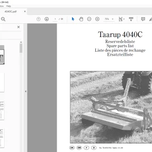 Kverneland Taarup 4040C Mower Parts Manual - PDF DOWNLOAD