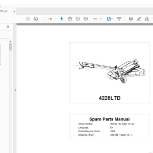 Kverneland Taarup 4228LTD Mower Parts Manual - PDF DOWNLOAD
