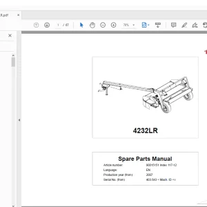 Kverneland Taarup 4232LR Mower Parts Manual - PDF DOWNLOAD