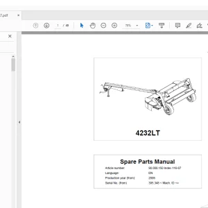 Kverneland Taarup 4232LT Mower Parts Manual - PDF DOWNLOAD