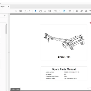 Kverneland Taarup 4232LTB Mower Parts Manual - PDF DOWNLOAD