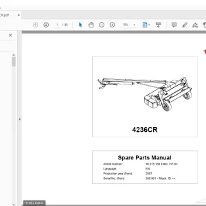 Kverneland Taarup 4236CR Mower Parts Manual - PDF DOWNLOAD