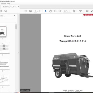 Kverneland Taarup 608, 610, 612, 614 Feeding Parts Manual PDF
