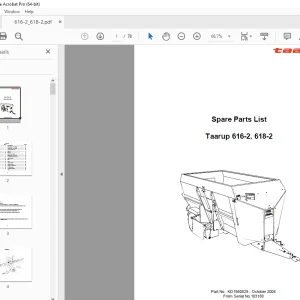 Kverneland Taarup 616-2, 618-2 Feeding Parts Manual - PDF DOWNLOAD