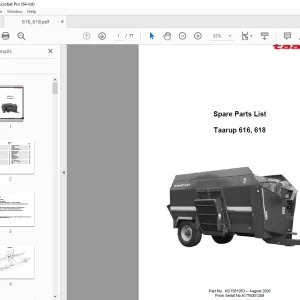 Kverneland Taarup 616, 618 Feeding Parts Manual KD1561053 - PDF DOWNLOAD