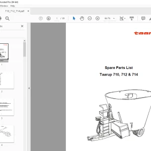 Kverneland Taarup 710, 712 & 714 Feeding Parts Manual PN KD1570063 PDF
