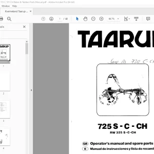 Kverneland Taarup 725 S 725 C 725 CH Rakes & Tedders Parts Manual PDF