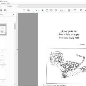 Kverneland Taarup 7335 Round Bale Wrapper Parts Manual UH124035 PDF