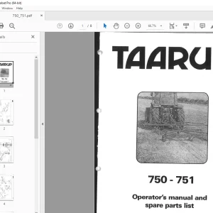 Kverneland Taarup 750 751 Rakes & Tedders Operator's & Parts Manual PDF