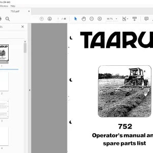 Kverneland Taarup 752 Rakes & Tedders Operator's Parts Manual PDF
