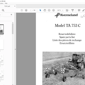 Kverneland Taarup 753 C Rakes & Tedders Parts Manual - PDF DOWNLOAD