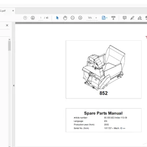 Kverneland Taarup 852 Feeding Parts Manual - PDF DOWNLOAD