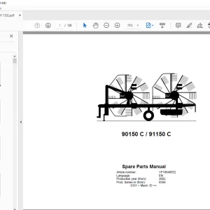 Kverneland Taarup 90150 C 91150 C Rakes & Tedders Parts Manual PDF