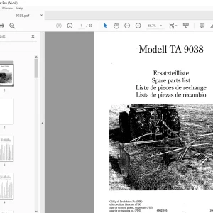 Kverneland Taarup 9038 Rakes & Tedders Parts Manual - PDF DOWNLOAD