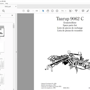 Kverneland Taarup 9062 C Rakes & Tedders Parts Manual - PDF DOWNLOAD